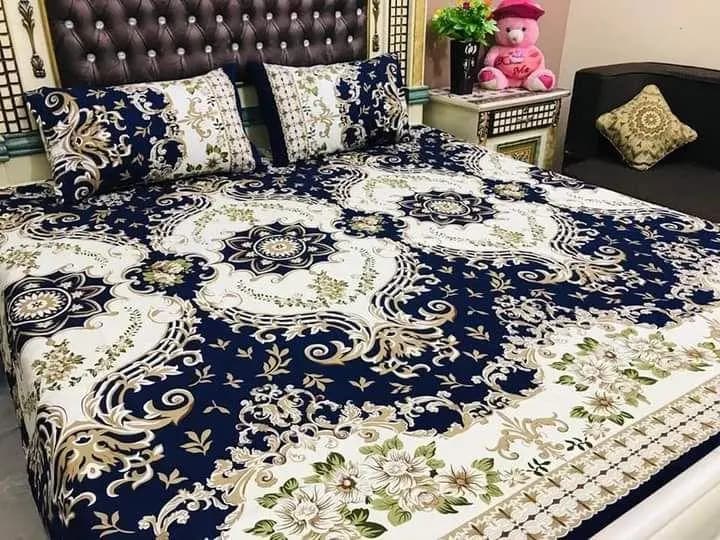 Cotton Printed Double Bedsheet Set with Pillow Covers