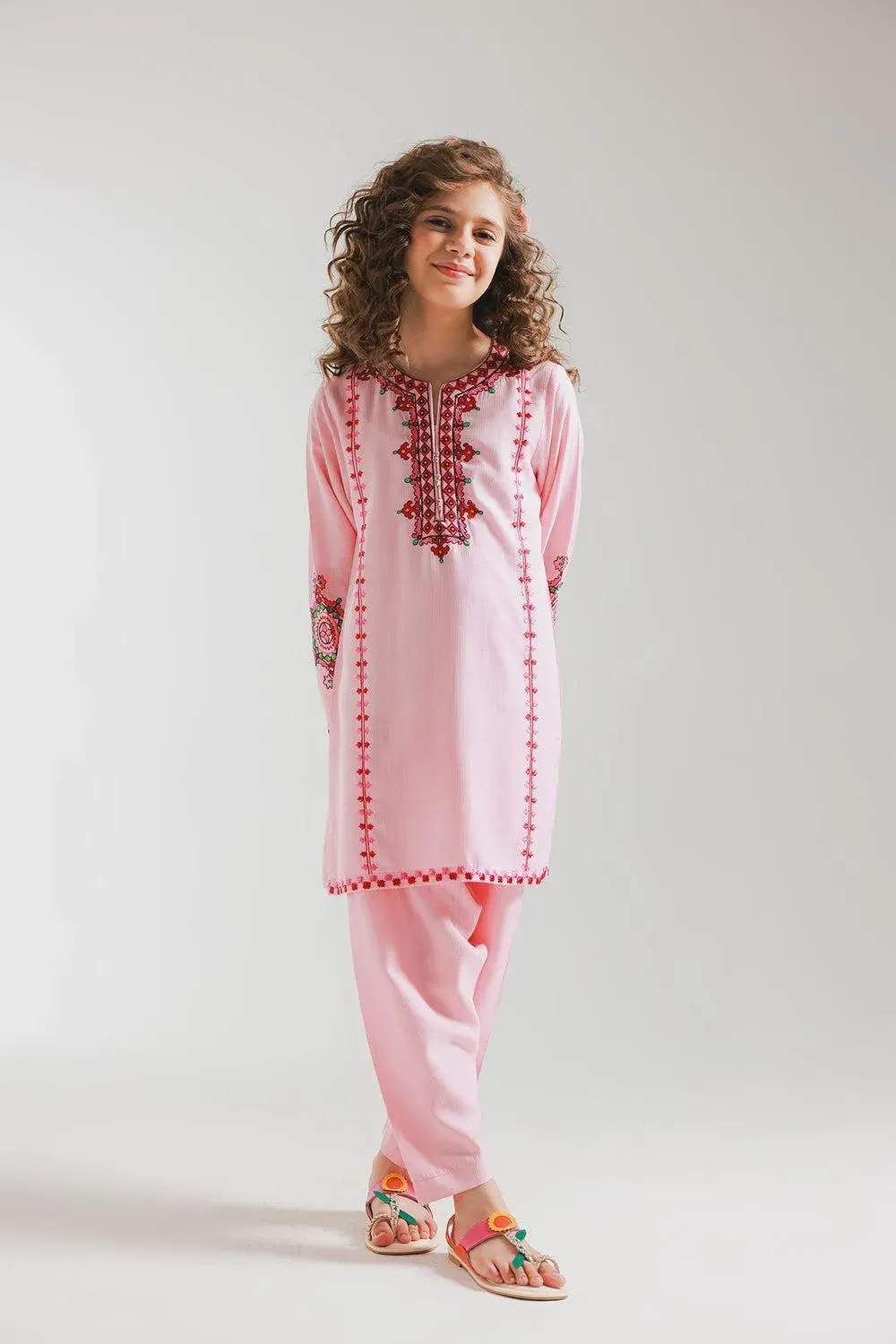 Pink Embroidered Lawn 2-Piece Set for Women
